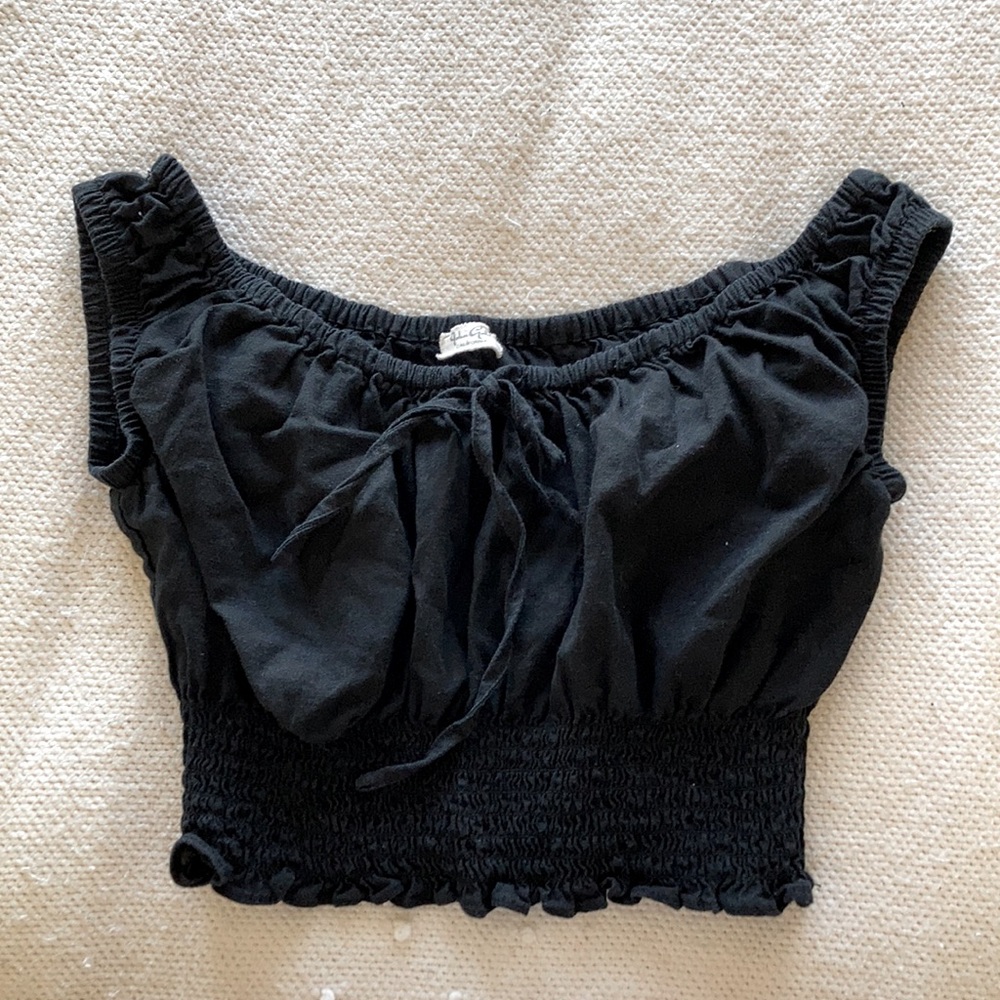Jean Galt peasant crop top